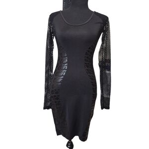 ⭐️NWOT Nicki Minaj Black On Black Animal Print Bodycon Dress Sz S